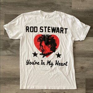 Rod Stewart You’re In My Heart Band T Shirt Graphic Womens Medium White Red